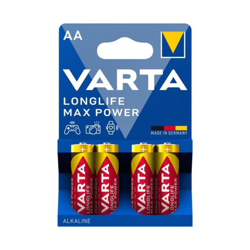 Varta | Alcaline |  Pack 4X Piles 1.5V | LR6 (AA) | Longlife Max Power Varta | Alcaline |  Pack 4X Piles 1.5V | LR6 (AA) | Longlife Max Power