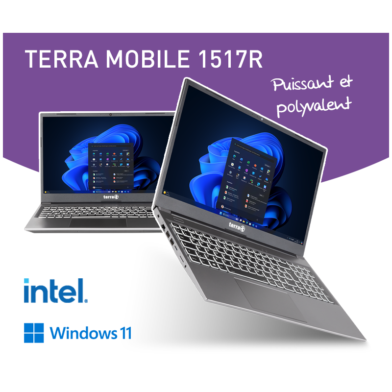 Terra Mobile 1517R | 15.6" | i3-1315U | 8 Go | SSD 500 Go | Win11 Pro | FR Terra Mobile 1517R | 15.6" | i3-1315U | 8 Go | SSD 500 Go | Win11 Pro | FR