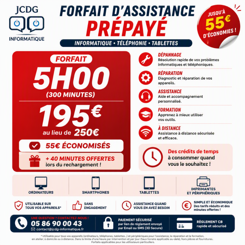 Offre Chargement Forfait 5h00 Prépayés