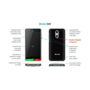 Binom SX1 | Smartphone Senior 4G avec WhatsApp et Bouton SOS